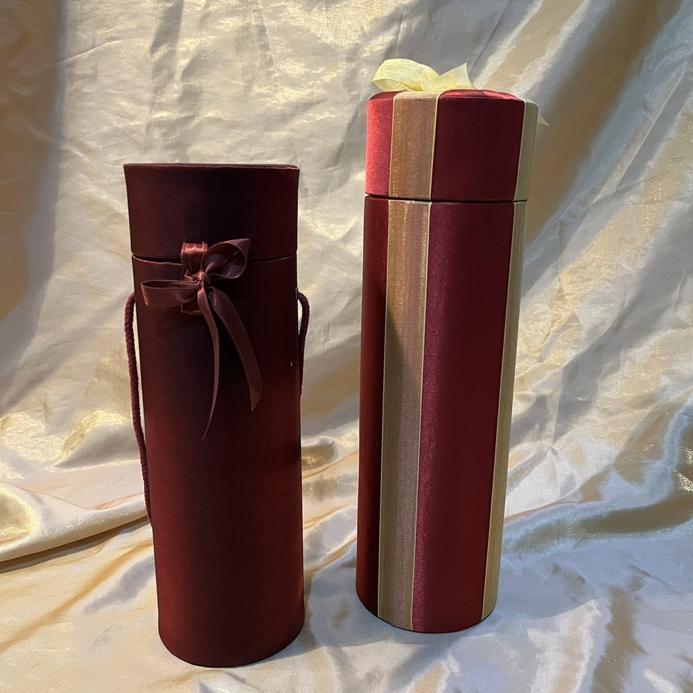 Christmas Wine Bottle Gift Tube Holders 14" & 12" Red
